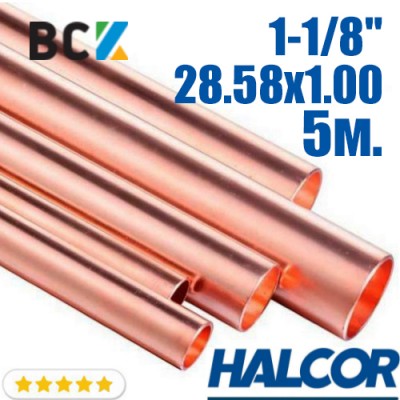 Труба мідна пряма жорстка 1-1/8" 28.58x1.00 Halcor Халкор Греція в палицях по 5m мідь холодильна